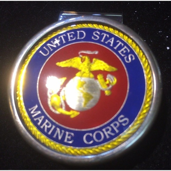 Money Clip United States Marine Corps Round Marine Seal Center Eagle Gift - Picture 1 of 5